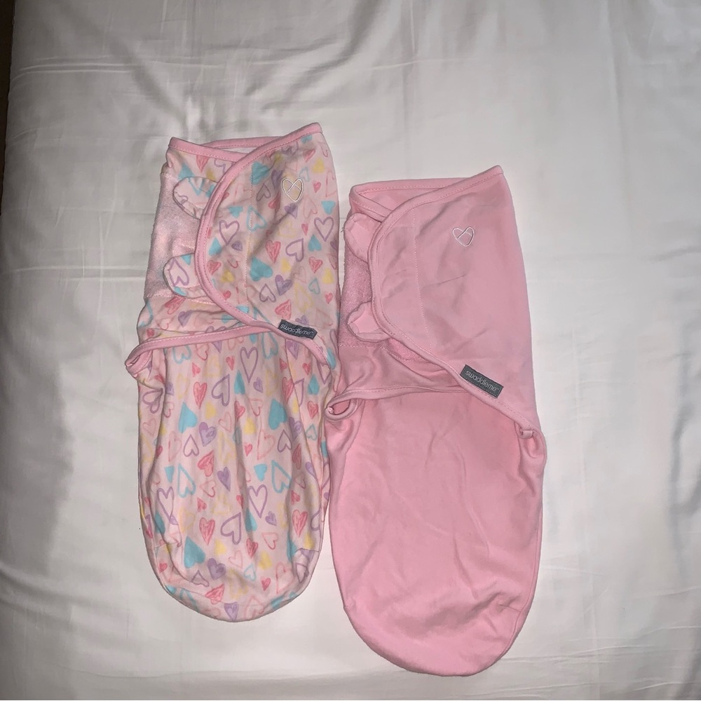 SwaddleMe Velcro Swaddles - Pink & Heart Print, Size 0-3 Months